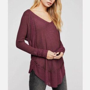 We The Free People Catalina High Low Thermal Long Sleeve Shirt Top Size Small